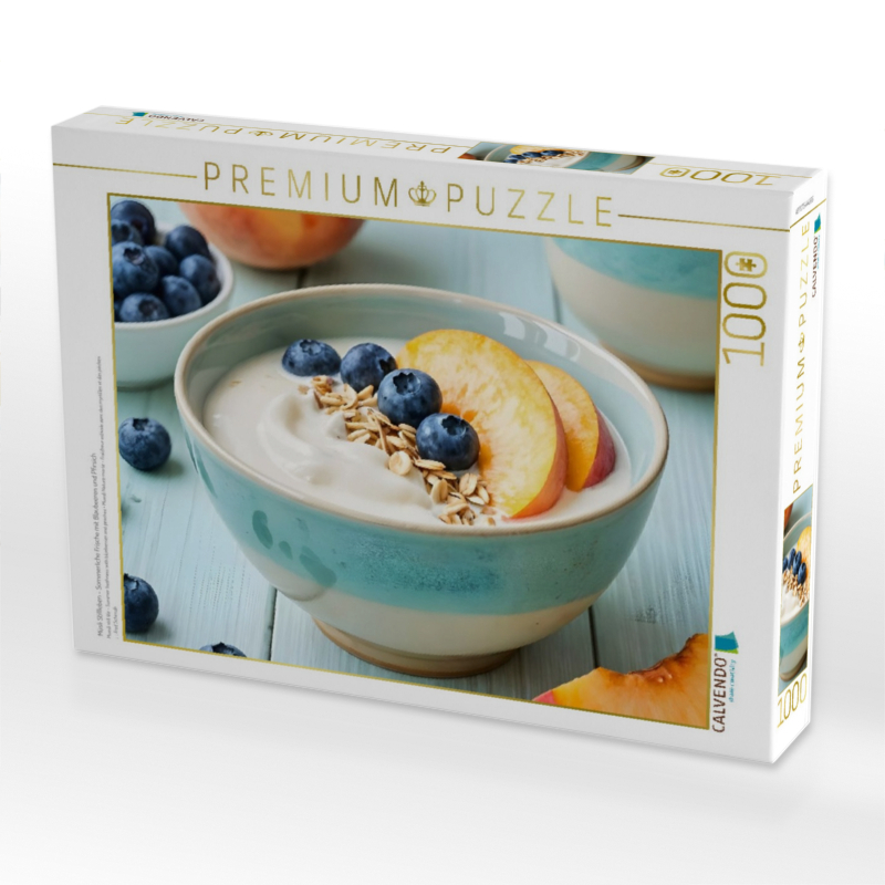 Müsli Stillleben - Sommerliche Frische mit Blaubeeren und Pfirsich