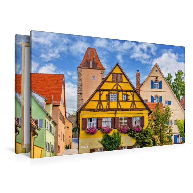 Historische Häuser mit Weißem Turm in Dinkelsbühl, Deutschland