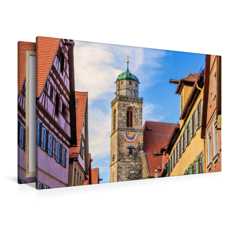 Turm des Münster St. Georg zwischen historischen Altstadthäusern, Dinkelsbühl