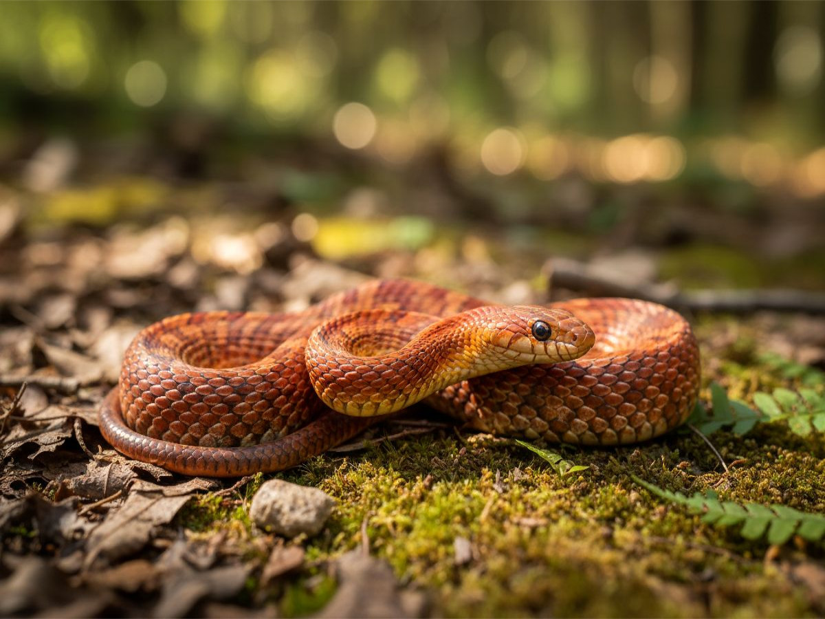 Schlange auf dem Waldboden