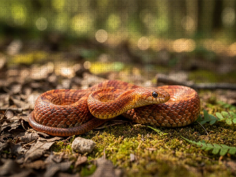 Schlange auf dem Waldboden