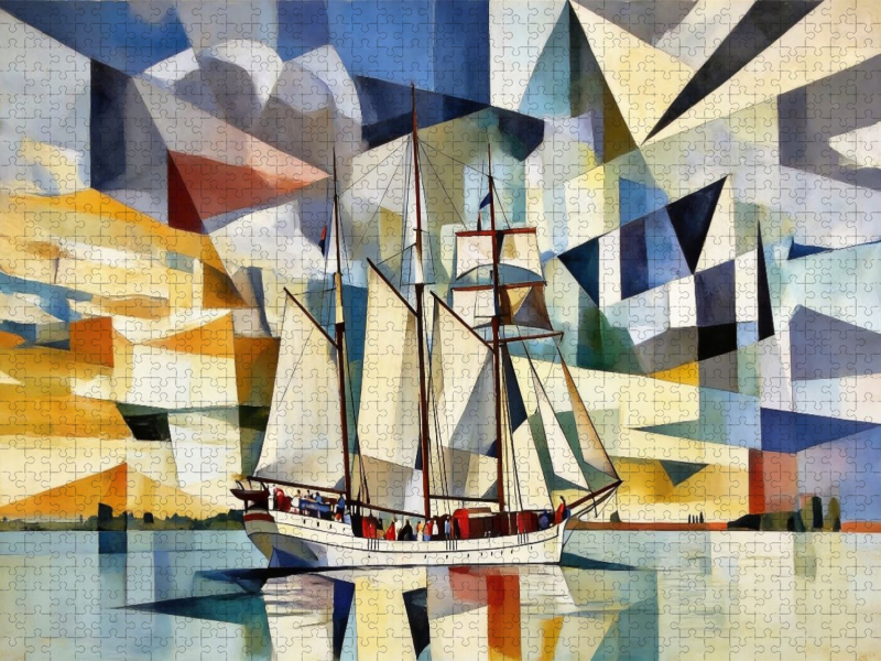 Segelschiff in untergehender Sonne