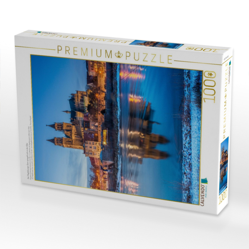 Der Magdeburger Dom spiegelt sich in der Elbe