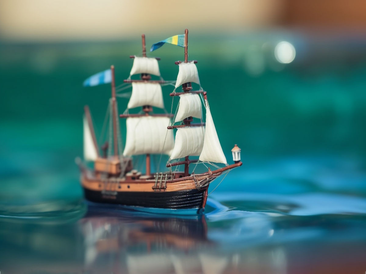 Reise in Miniatur mit dem Segelschiff