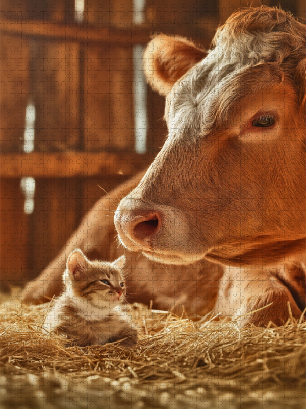 Große Beschützerin, kleines Kätzchen