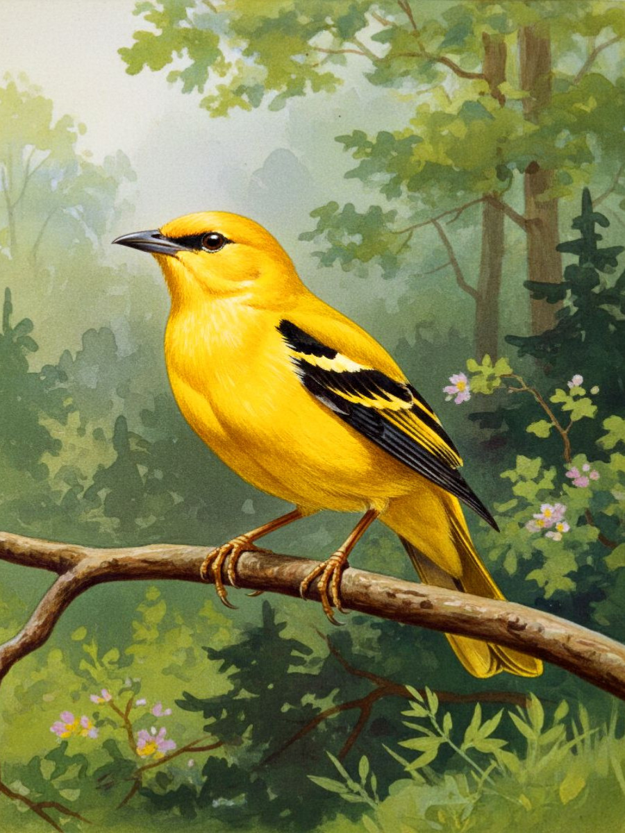 Pirol - seltener Vogel als Gemälde