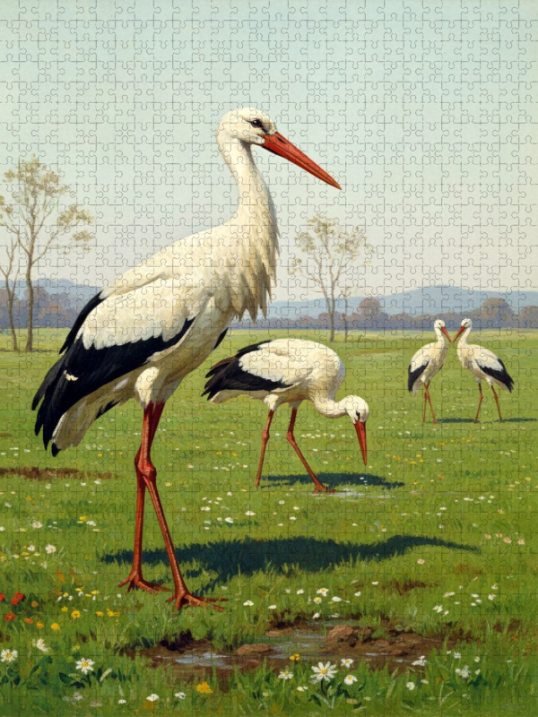 Weißstorch als Gemälde