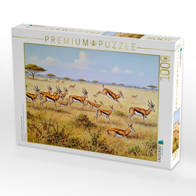 Springböcke mit Jungtieren als Gemälde