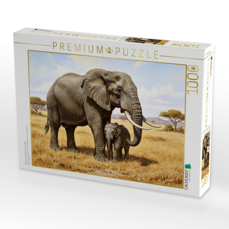 Elefant mit Jungtier als Gemälde