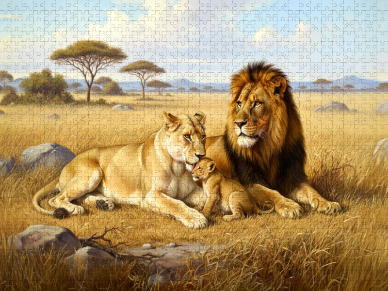 Löwenfamilie als Gemälde