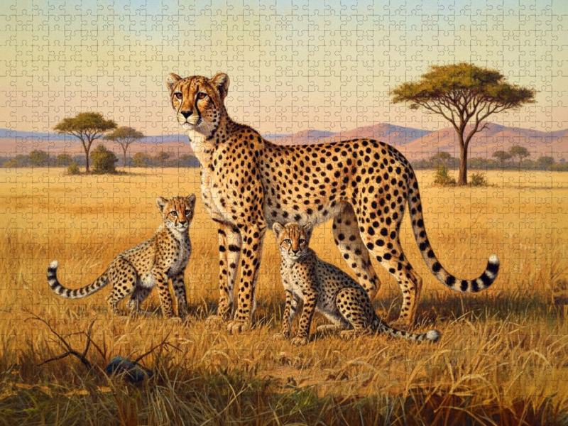 Gemälde einer Geparden Familie