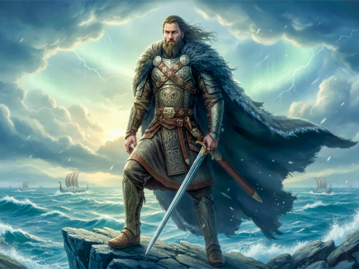 Der Held Beowulf blickt dem Schicksal entgegen