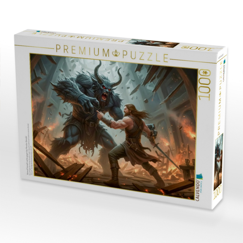 Beowulf kämpft nachts gegen das Monster Grendel