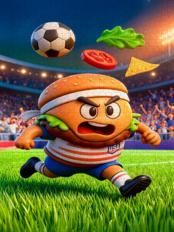 3D Fussballmotiv USA Burger Figur
