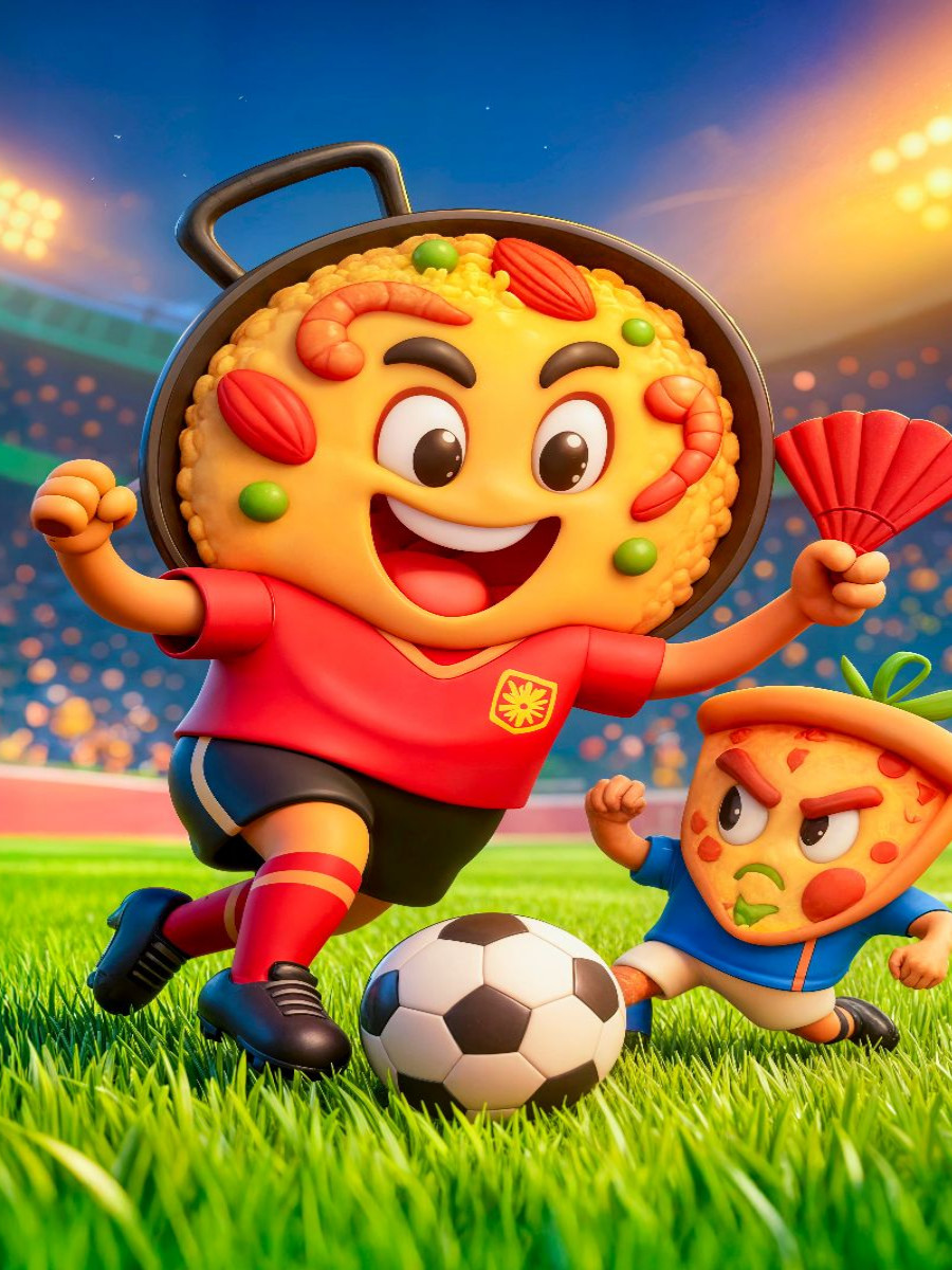 3D Fussballmotiv Spanien gegen Italien Duell