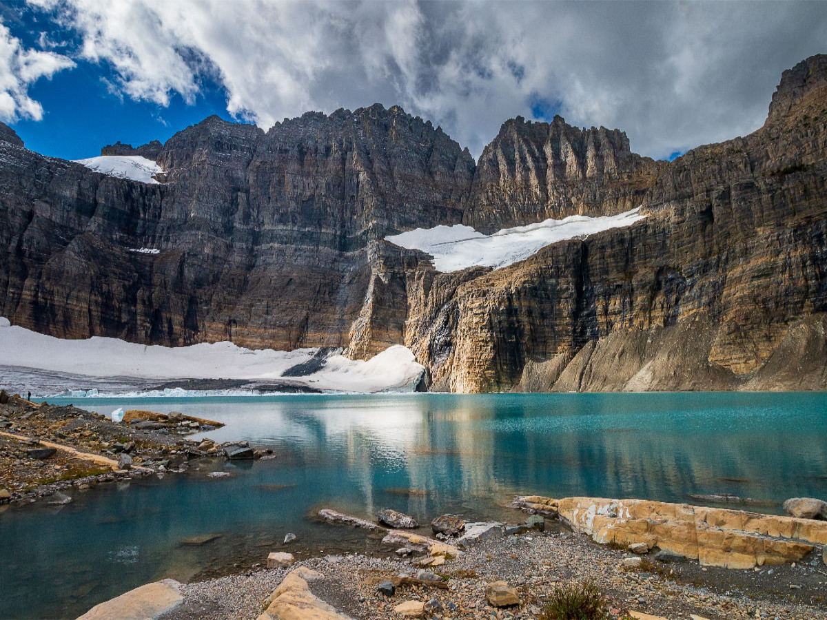 Blick über de Upper Grinnell Lake zum Salamander-Gletscher
