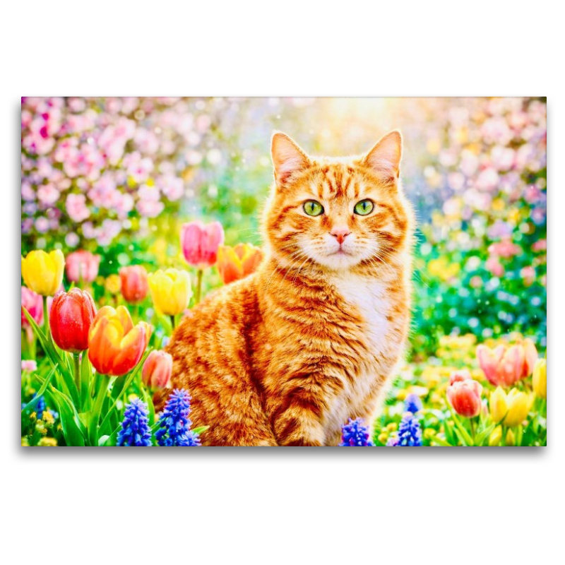 Rote Katze im sonnigen Garten