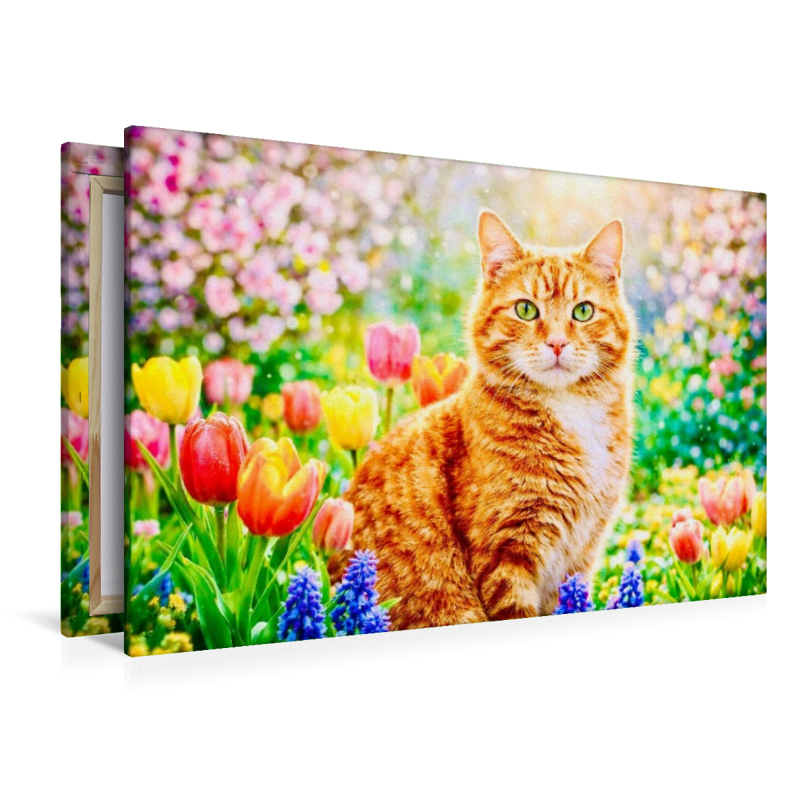 Rote Katze im sonnigen Garten