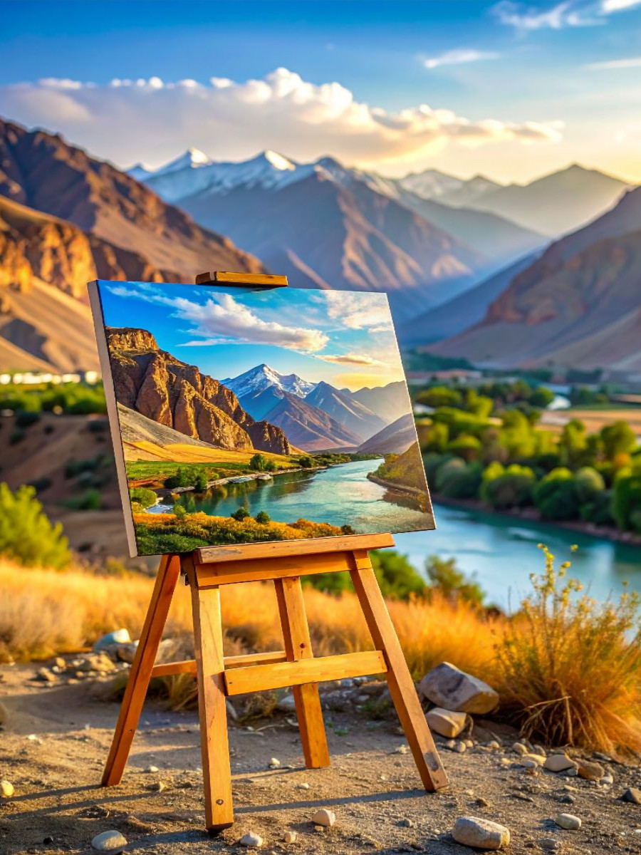 Vorderasiens Schönheit - Staffelei am Fluss