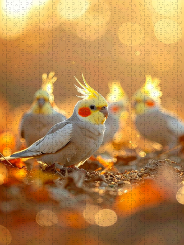 Frühstück im Sonnenlicht - Nymphensittiche