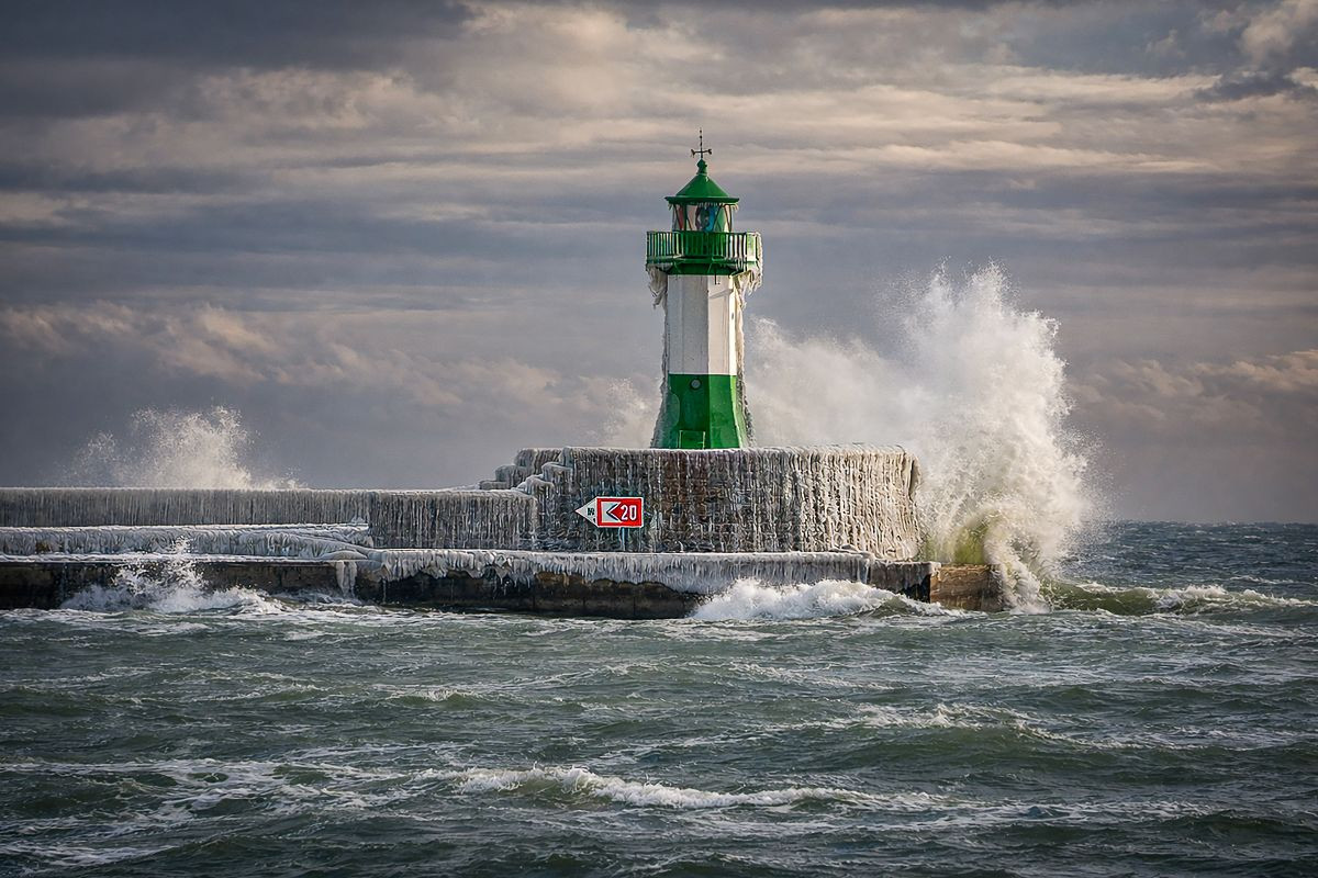 Leuchtturm im Sturm – standhaftes Licht inmitten von Wind und wilder See