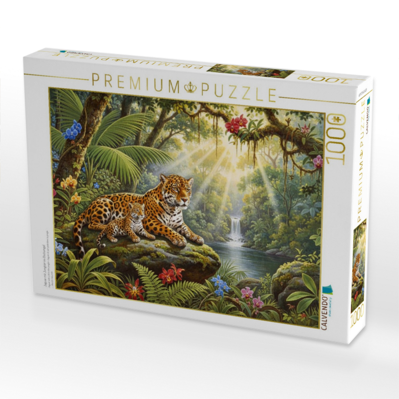 Jaguar mit Jungtier im Dschungel