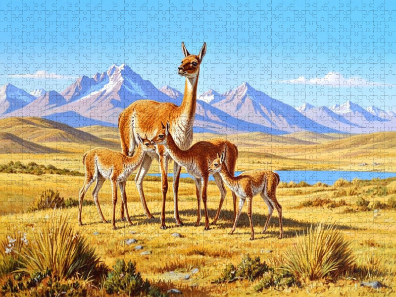 Vikunja Alpakas in den Bergen