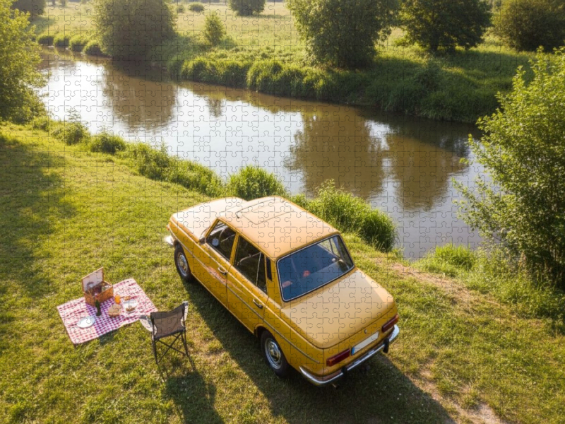 Mit Wartburg zum Picknick am Fluss