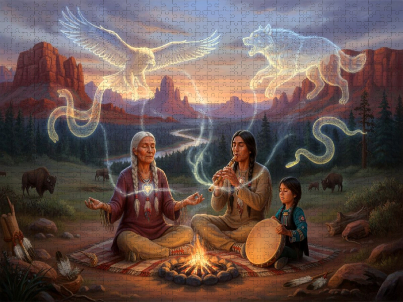 Schamanin und Geistertiere - Spiritualität der Indianer