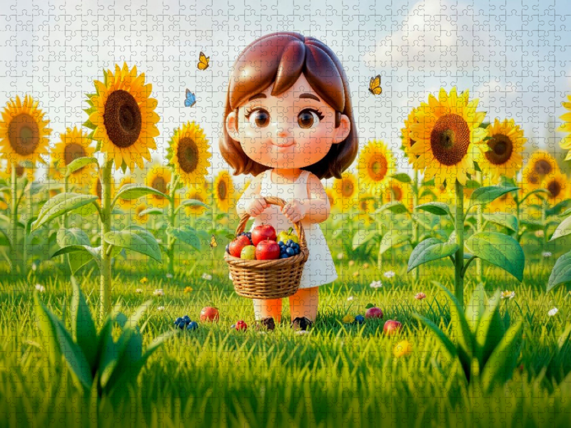 Sternzeichen Jungfrau auf Blumenwiese Puzzle