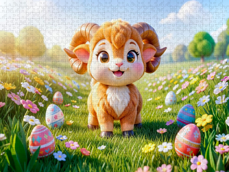 Sternzeichen Widder Ostereier Blumen Puzzle