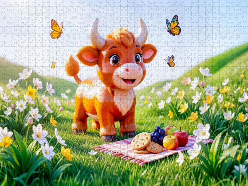 Sternzeichen Stier Picknick Blumen Puzzle