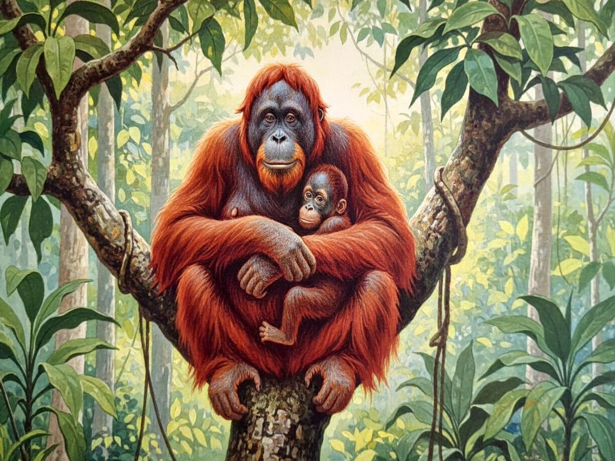 Orang Utan im Stil alter Gemälde