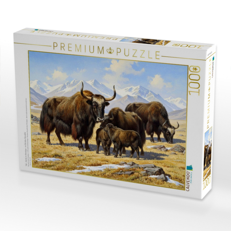 Yak - Herde im Himalaya - im Stil alter Gemälde