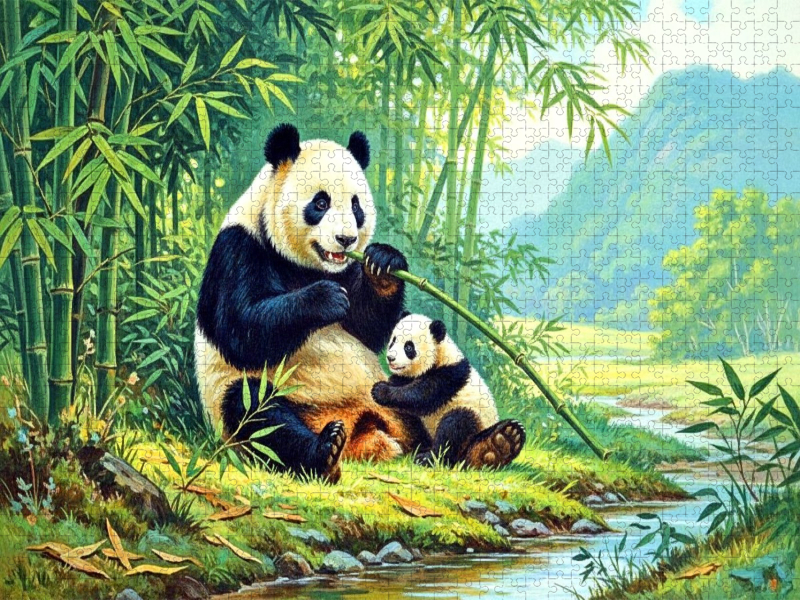 Pandabär im Stil alter Gemälde