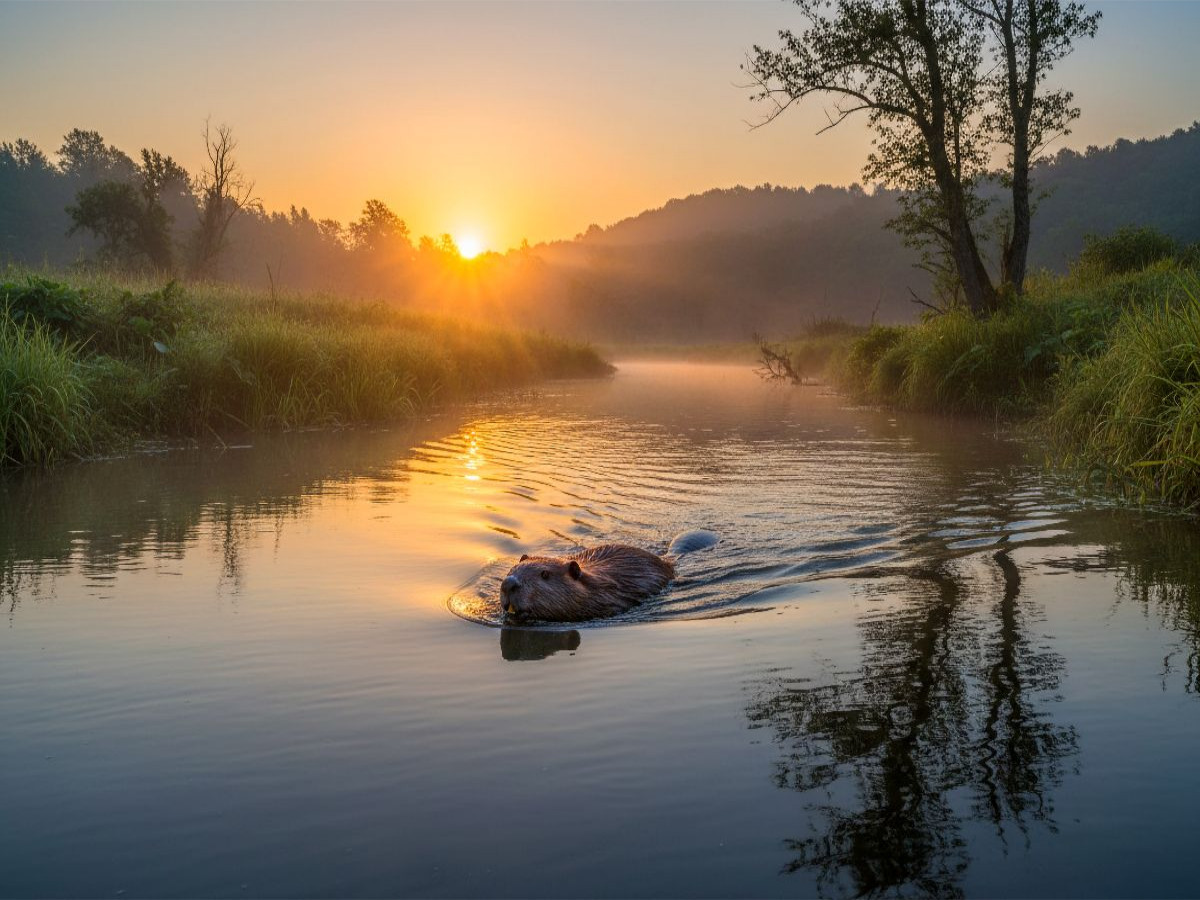 Biber auf morgendlichem Rundgang