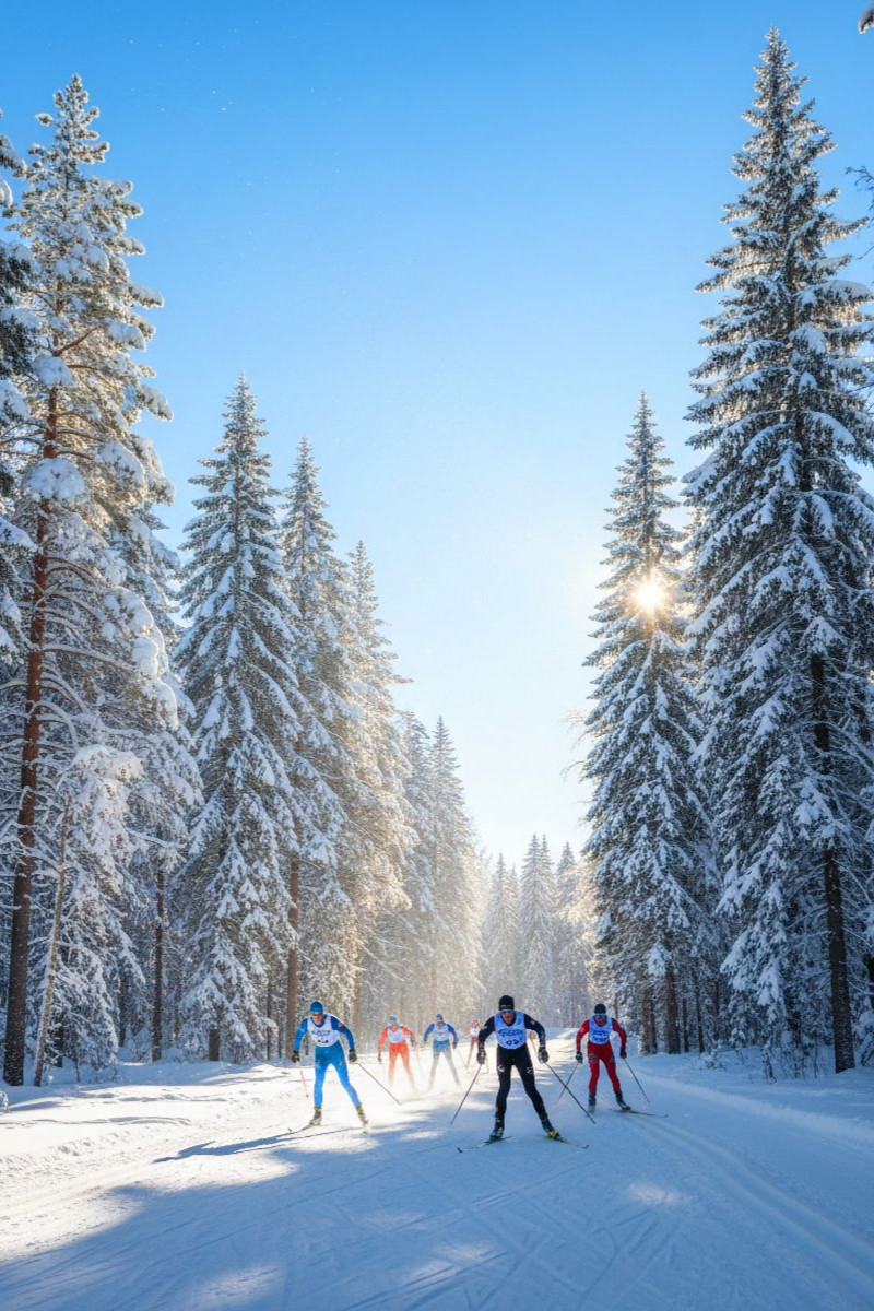 Langlauf - Wettkampf durch den winterwald