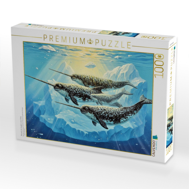 Narwale mit Jungtier in der Arktis