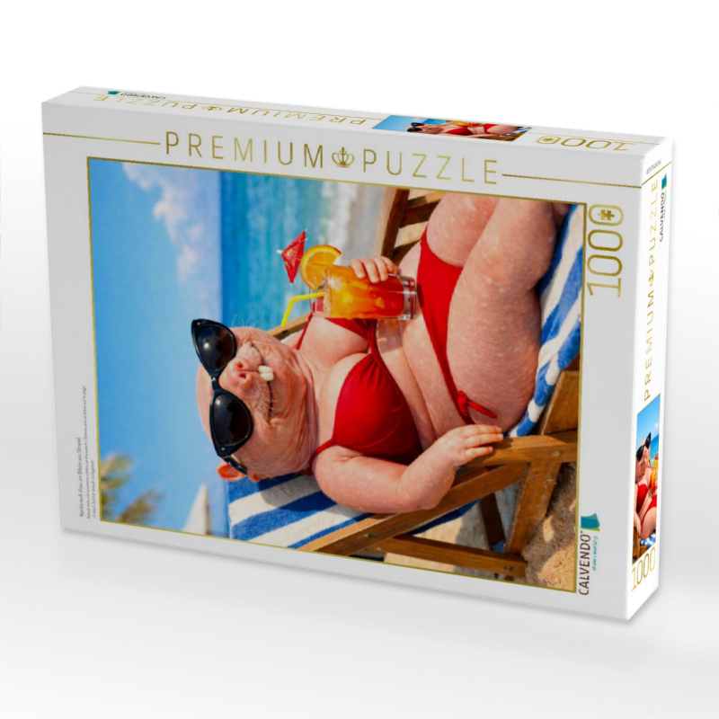 Nacktmull-Frau im Bikini am Strand