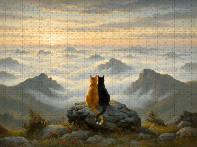 Katzen über dem Nebelmeer - Caspar David Friedrich Gemälde