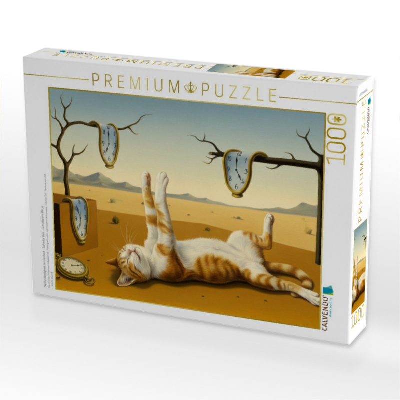 Die Beständigkeit der Faulheit - Salvador Dali - Gemälde mit Katze