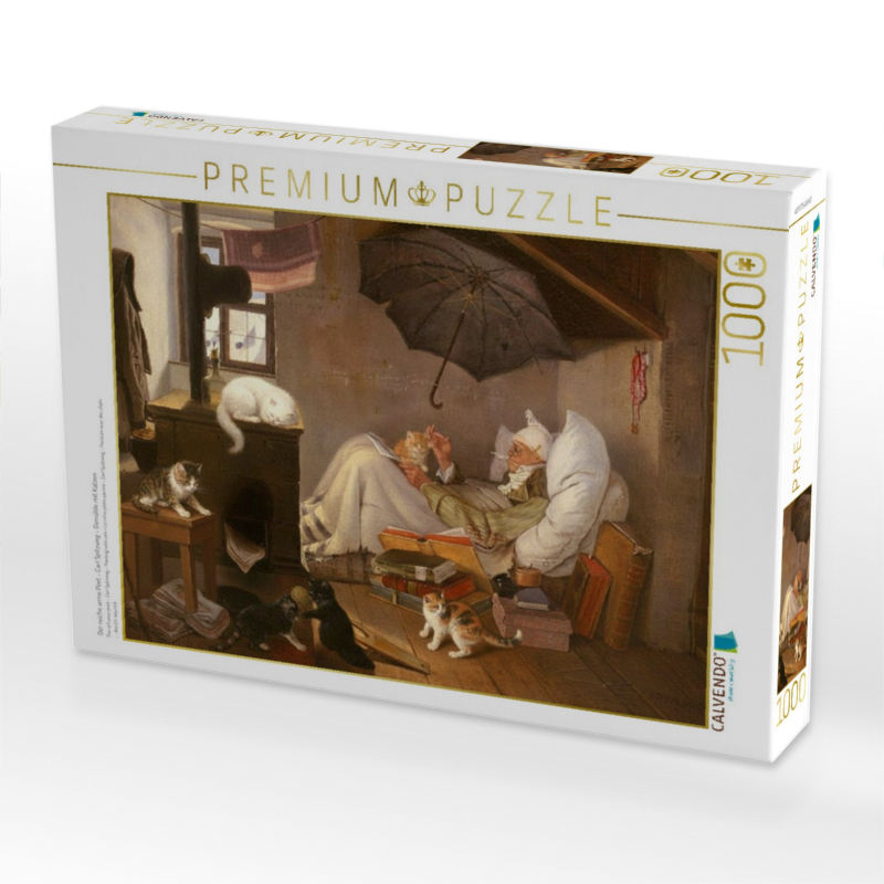 Der reiche arme Poet -  Carl Spitzweg - Gemälde mit Katzen