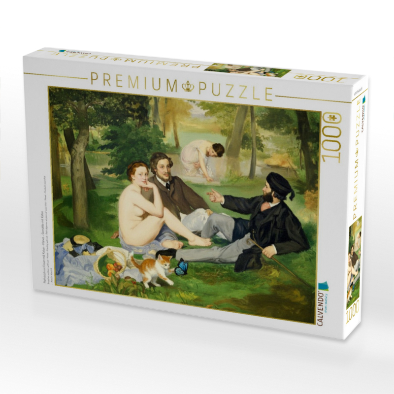 Frühstück im Freien mit Katze - Manet - Gemälde mit Katze