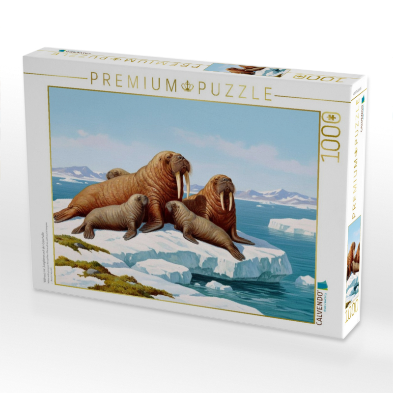 Walross mit Jungtieren auf der Eisscholle