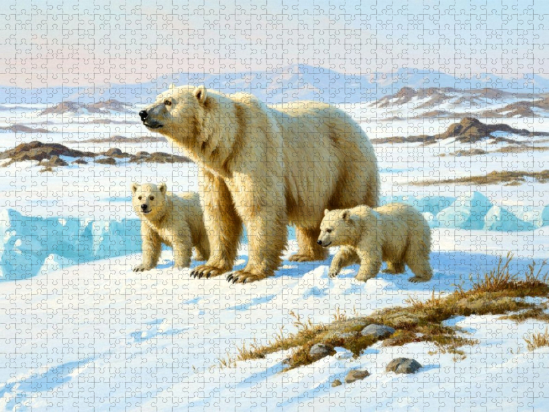 Eisbär mit Jungtieren im Norden