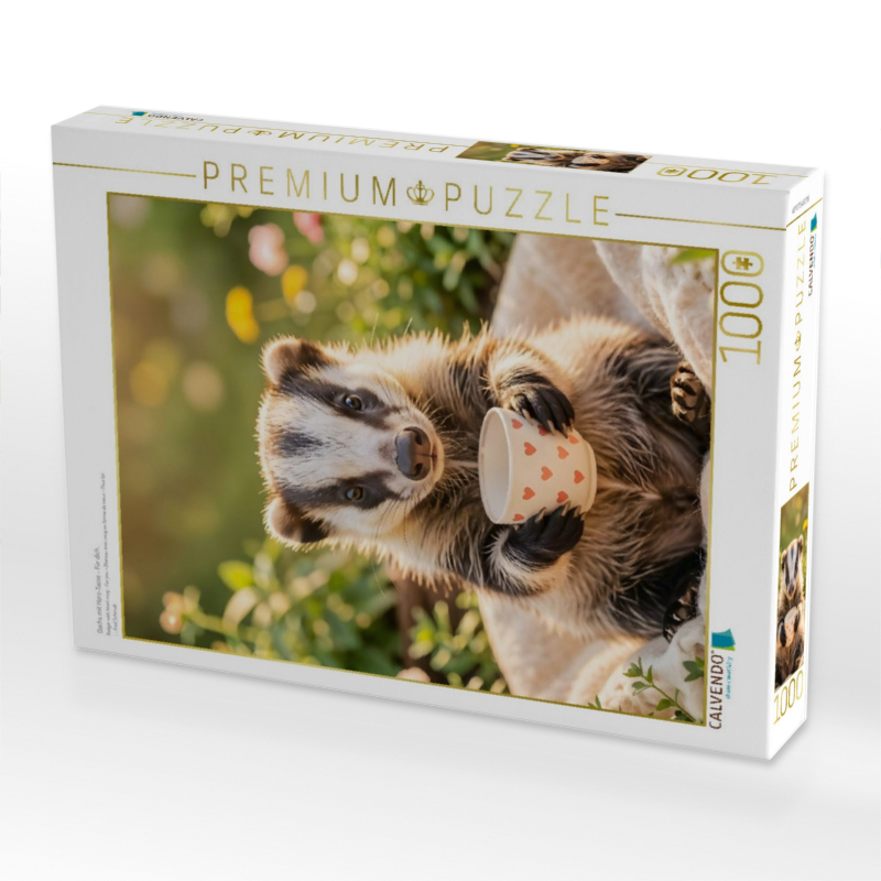 Dachs mit Herz-Tasse - Für dich.