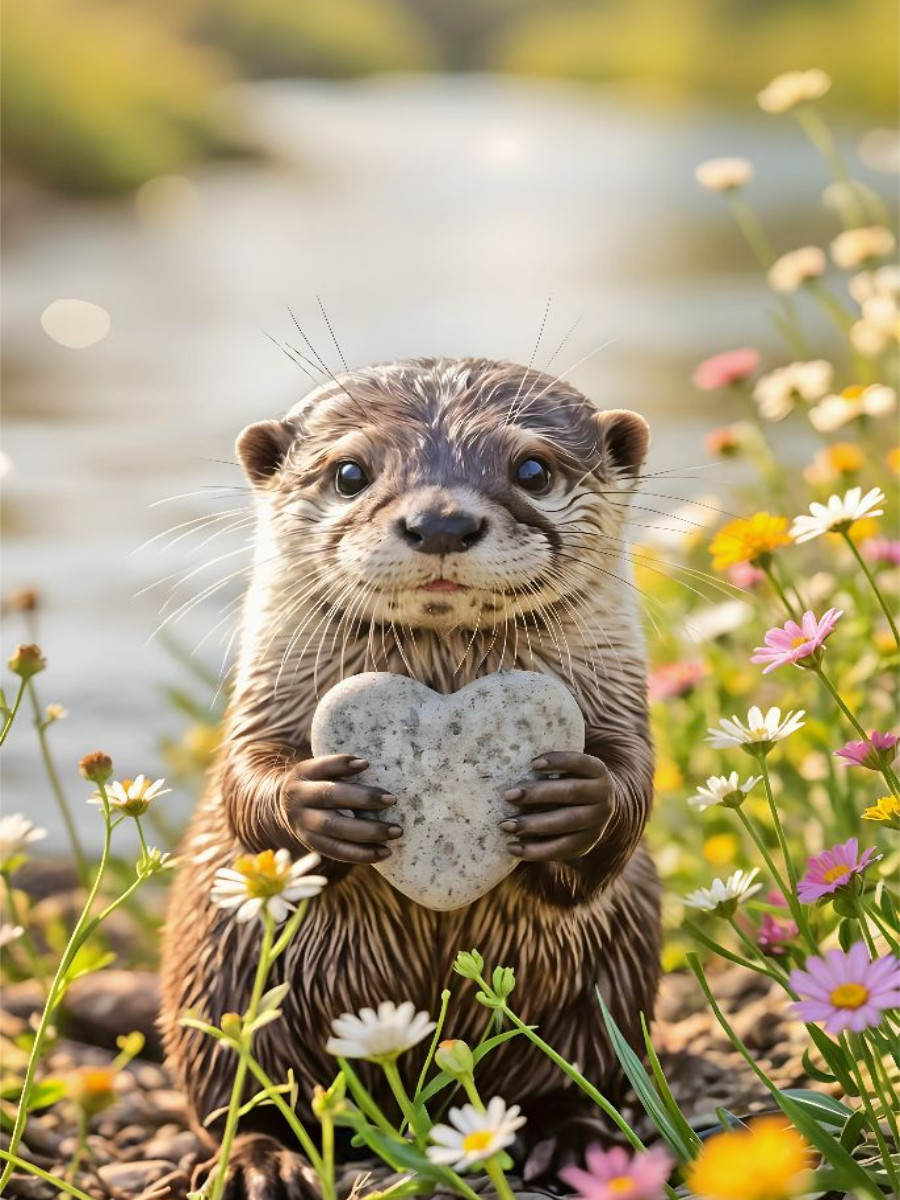 Otter mit Herzstein - Ich bin da.