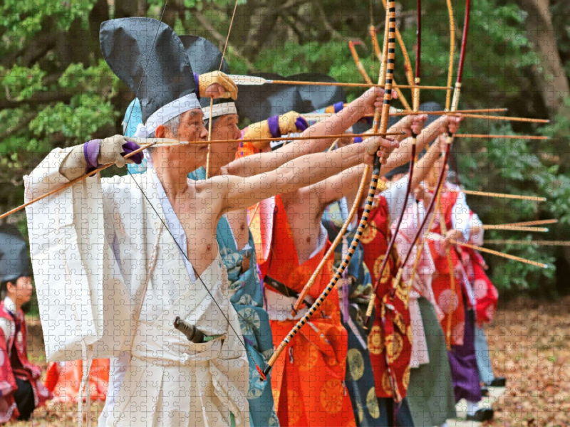Japanische Bogenschützen der Ogasawara-ryu Tradition