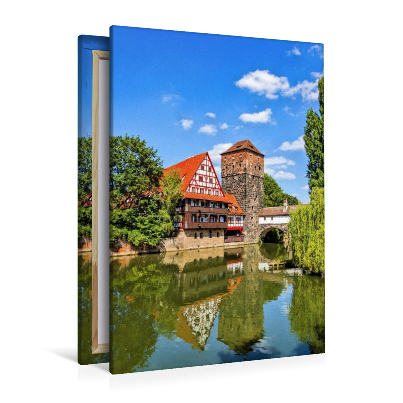 Weinstadl, der größte Fachwerkbau in Deutschland, mit Wasserturm an der Pegnitz in Nürnberg, Bayern