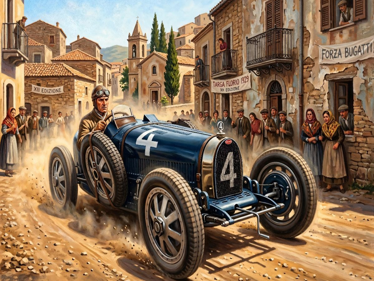 Giulio Foresti startete bei der Targa Florio 1929 mit einem Bugatti T35B
